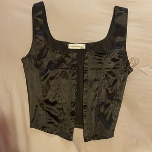 Black satin corset top